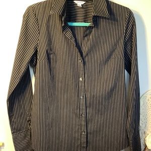 Calvin Klein Black Pinstripe Long Sleeve DressShirt Women’s Size S